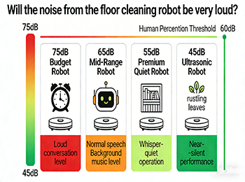 Will the noise from the floor cleaning robot be very loud?